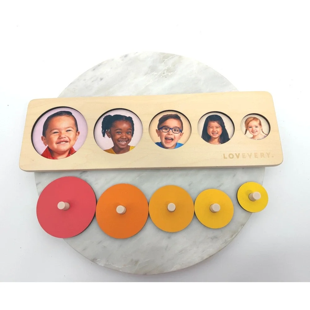 Lovevery Friends of All Shapes Wooden Peg Puzzle Toddler Montessori Toy Multi